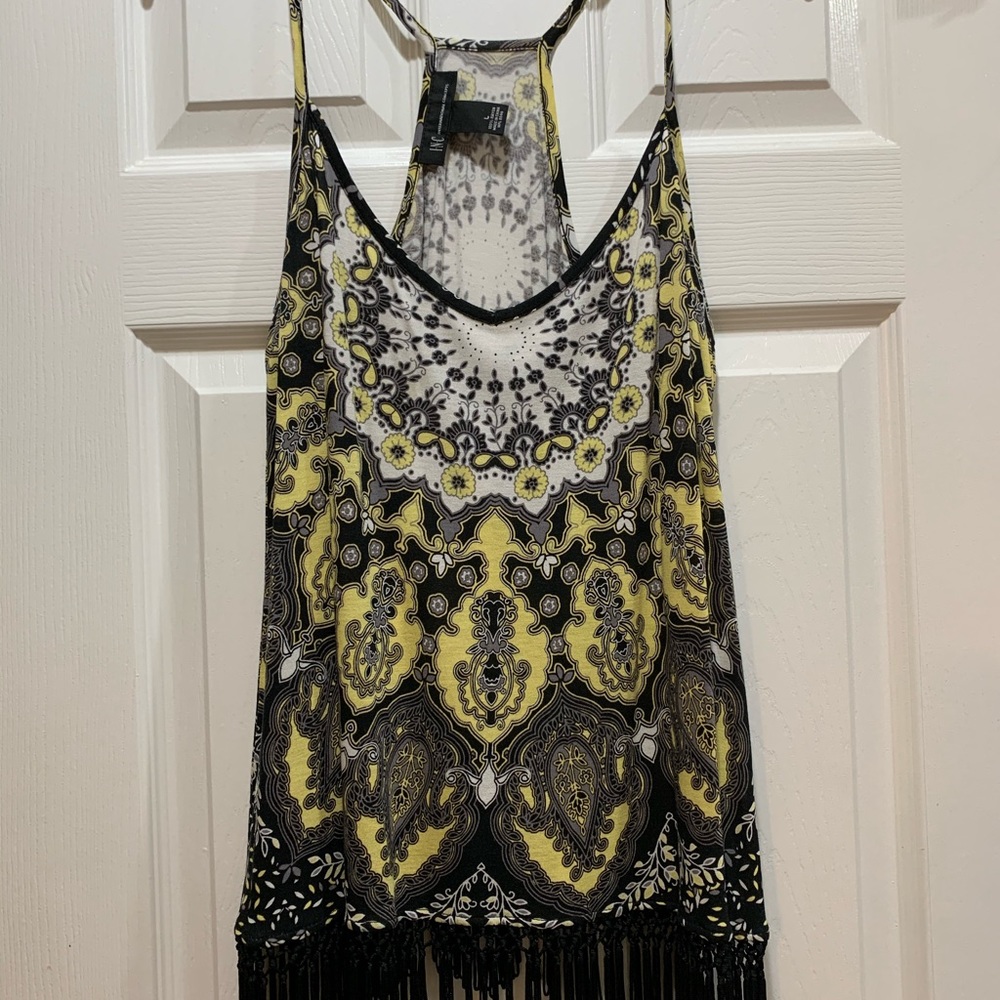INC Black/Yellow Racer Back Tank Top